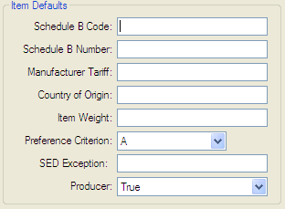 1. International Item Defaults