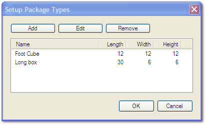 Setup Package Types window